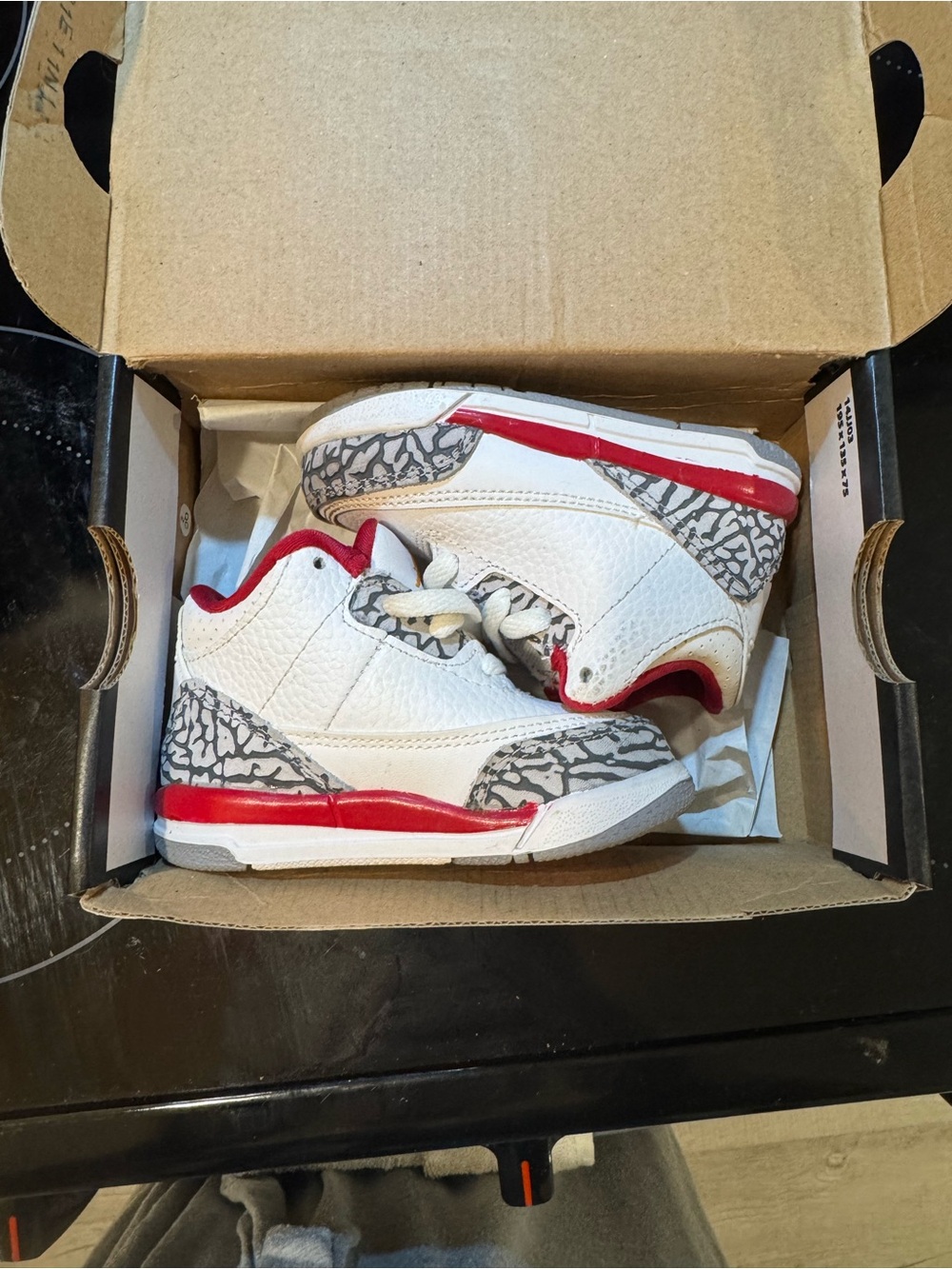 Jordan 3 Retro Kids White and Red Retro Elephant-Print Sneakers
